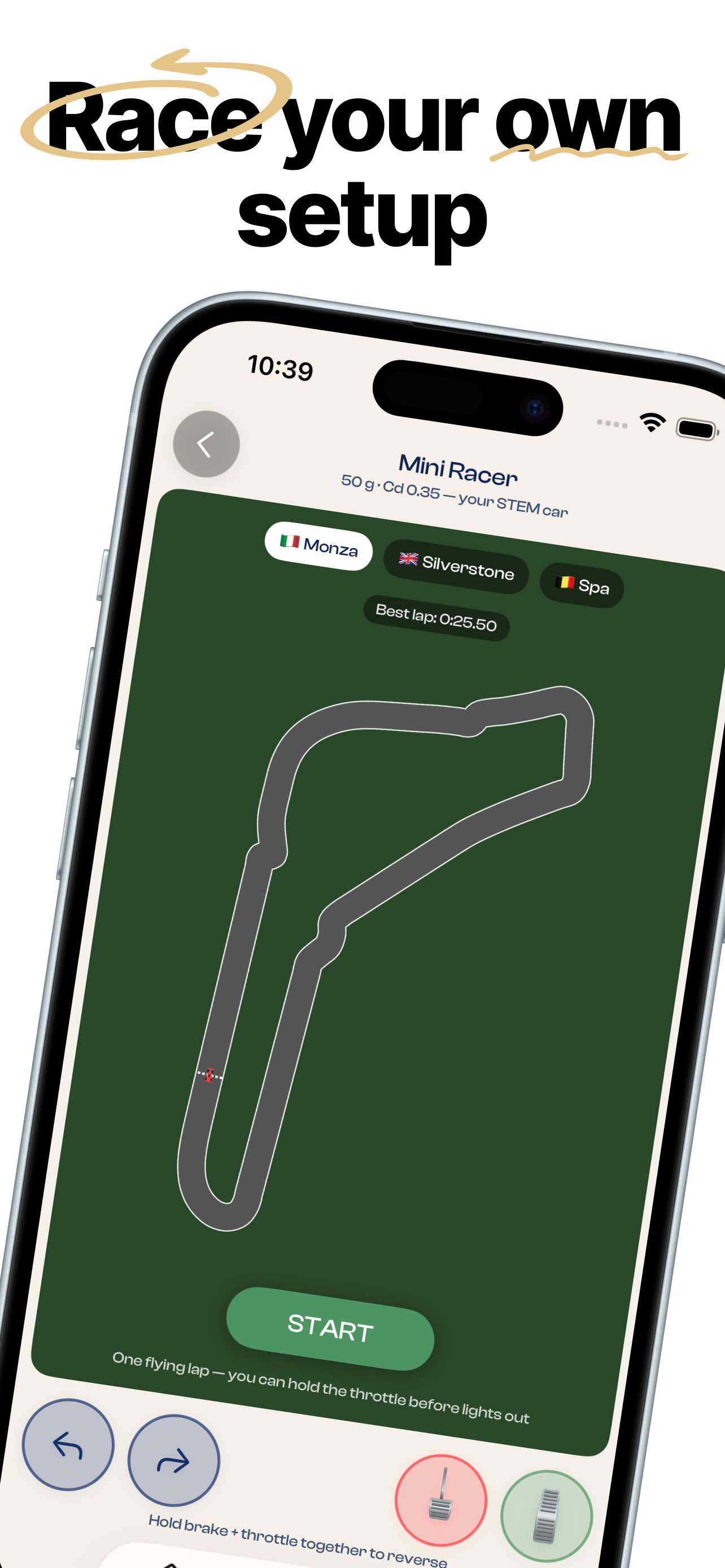 Mini Racer track selection screen